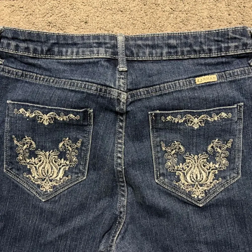 Y2k lawman embroidered jeans dark
